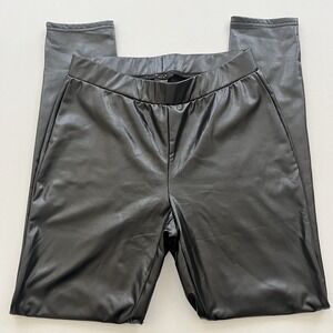 Womens Faux Leather Skinny Pants Small Black Normcore Urban Edgy Modern Holiday